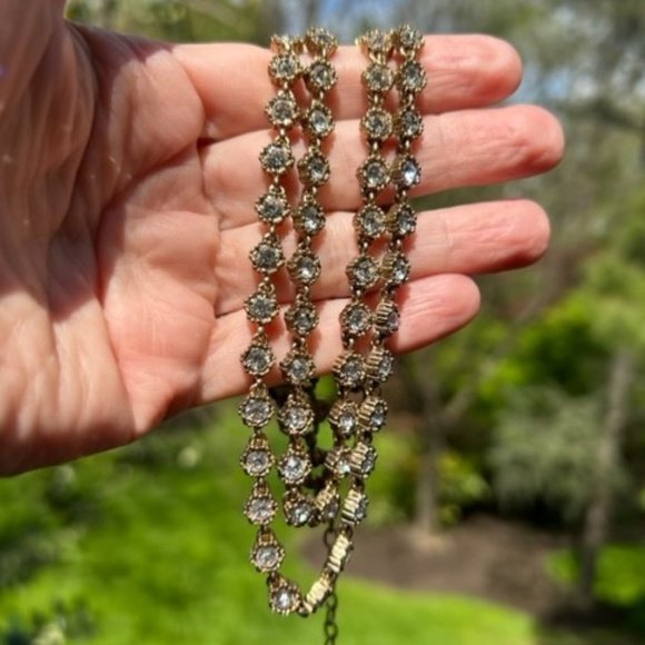 J. CREW 2-Strand Gold Rhinestone NECKLACE - Picture 3 of 10